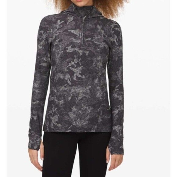 Lululemon 10 Warm Stabilizer 1/2 Zip Hoodie Rulu W3CTIS Incognito Camo HTR Women - Picture 1 of 16
